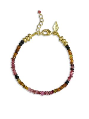 Tourmaline Burst Bracelet for Women & Girls - Rainbow Bracelet, 22KT Real Gold Plating on 925 Sterling Silver, Elegant & Adjustable Design