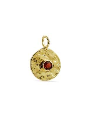 Solar Charm - Solitaire Garnet Gold Charm, 22KT Real Gold Plating on Premium Brass Alloy, Elegant Luxury Jewelry for Bracelets, Necklaces & Keychains