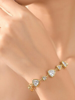 Illuminati Stone Bracelet for Women & Girls - White Cubic Zirconia Crystal Bracelet - 22KT Real Gold Plated Luxury Wristwear by Arvino