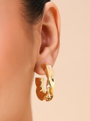 Gold Foil Hammered Hoops for Women - Small Textured Hammered Hoop Earrings, 22KT Real Gold Plated Premium Brass, Hypoallergenic Lightweight Daily Wear Jewelry Gift for Girls