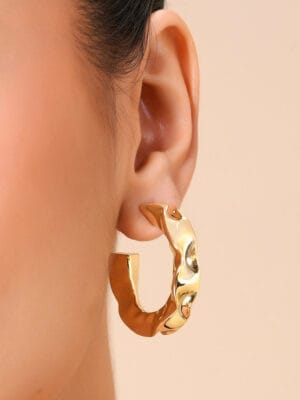 Molten Cascade Earrings for Women - 22KT Real Gold Plated Liquid Metal Drip Drop Earrings, Premium Brass Alloy Sculptural Jewelry for Girls, Hypoallergenic Statement Gift