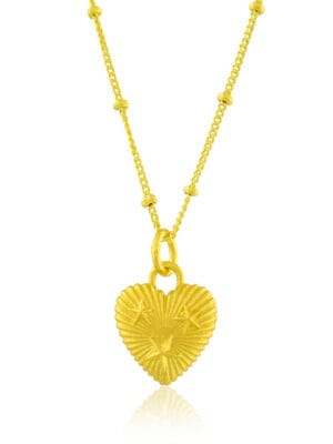 Starlit heart pendant necklace in 925 sterling silver with 22KT gold plating, elegant heart chain jewelry for women
