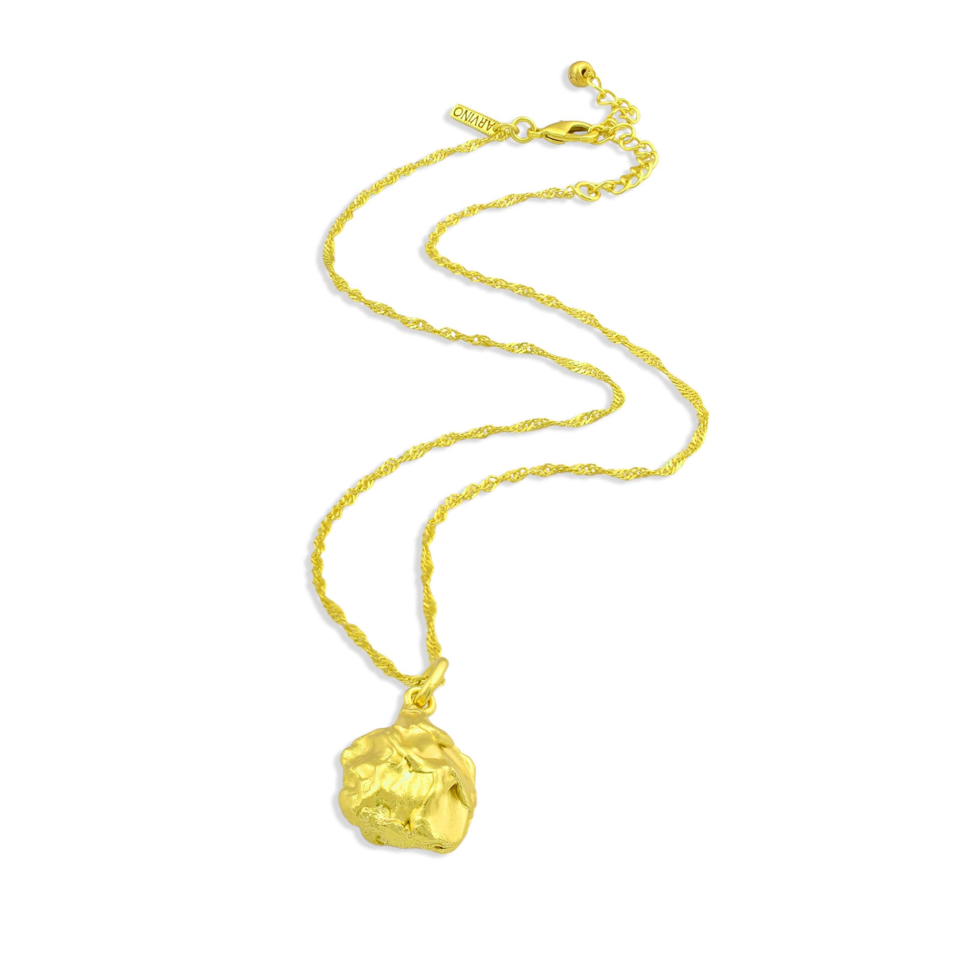 Rocky Relic Necklace – Handmade 22KT Real Gold Plated Brass Alloy Statement Jewelry, Contemporary Textured Gold Necklace for Women - Image 5