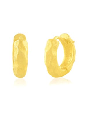 Hoop Earrings for Women and Girls | Hoops and Huggies Earrings with Speckled Finish | 22KT Real Gold Plating on Premium Brass Alloy | Lightweight Everyday Jewelry