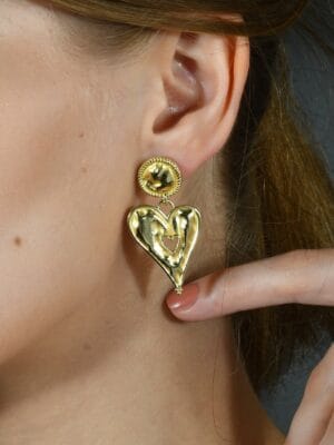 Sculpted Heart Earring for Women and Girls | Heart Earrings with 22KT Real Gold Plating on Premium Brass Alloy | Lightweight, Elegant & Stylish Jewelry for Daily Wear and Gifting