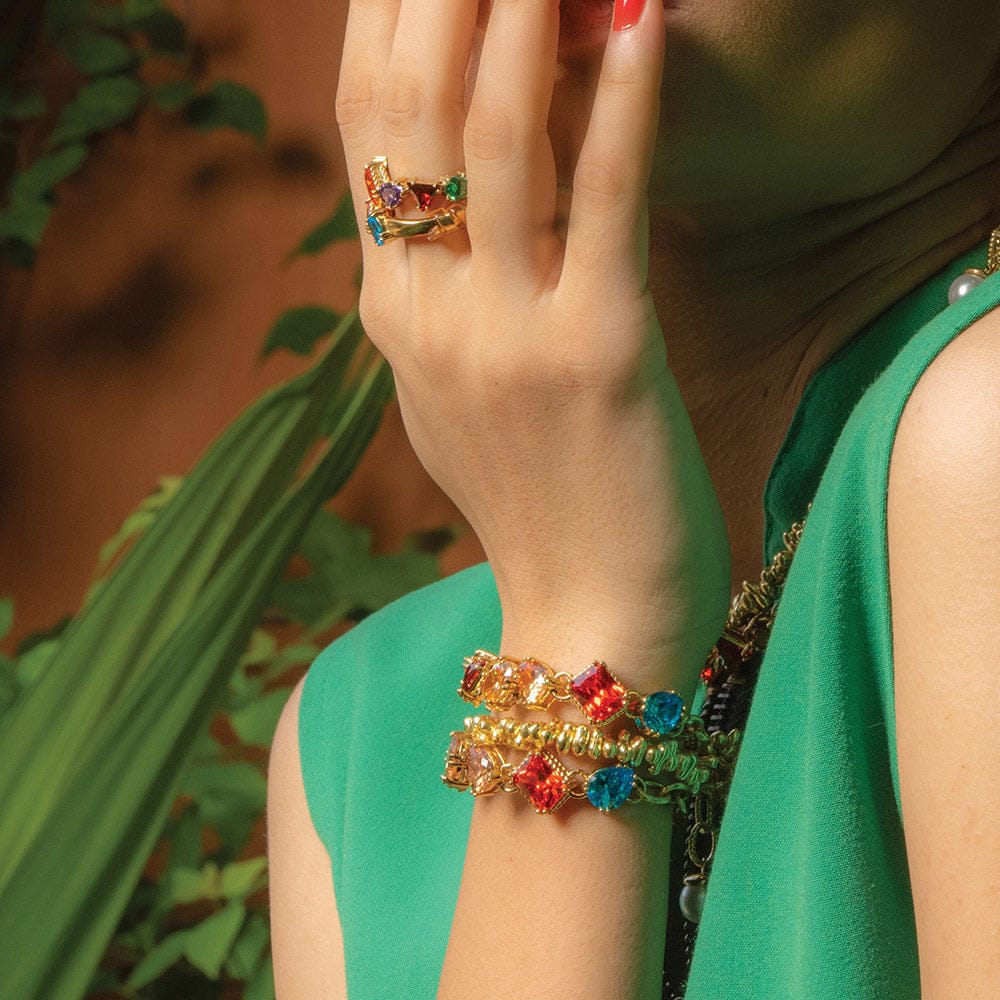 22KT Gold Plated Rainbow Pearl Bracelet for Women & Girls - Chromatic Cascade Luxury Jewelry - Premium Brass Alloy Gift - Image 3