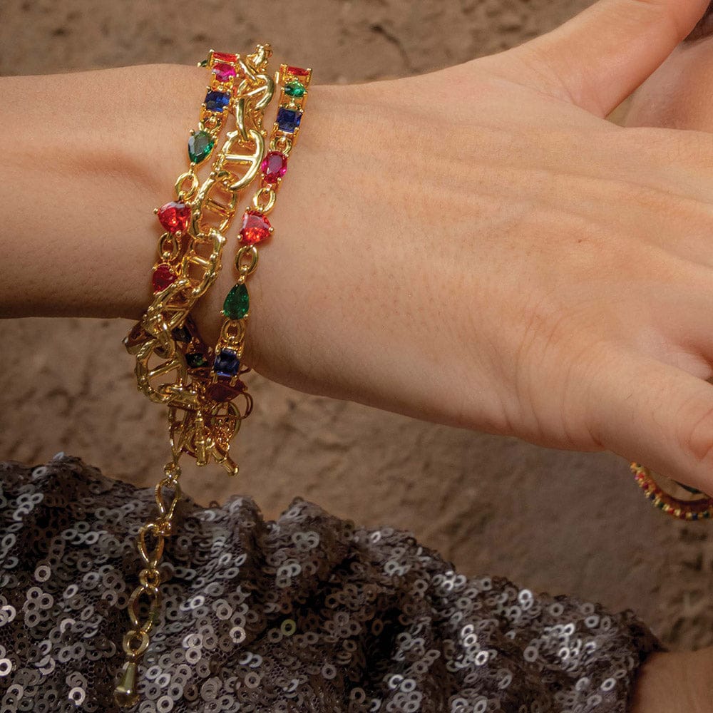 Multihued Crescendo Bracelet for Women & Girls - Rainbow Bracelet, 22KT Real Gold Plating on Premium Brass Alloy, Trendy Adjustable Design - Image 4