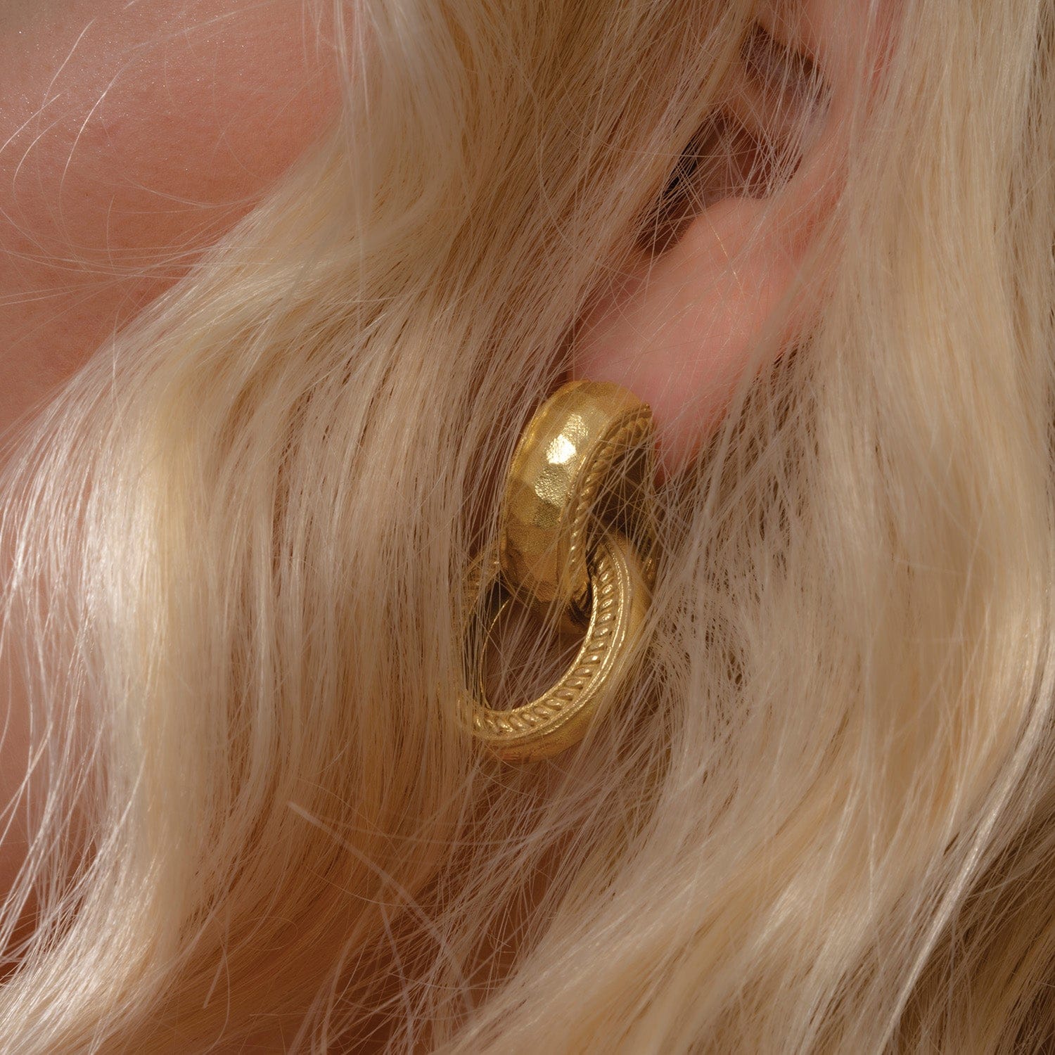 Twisted Rope Interloop Earrings Gold - Elegant 22KT Gold Plated Hoop Earrings Set for Women & Girls, Premium Brass Alloy Jewelry, Trendy Daily Wear Gift - Image 3