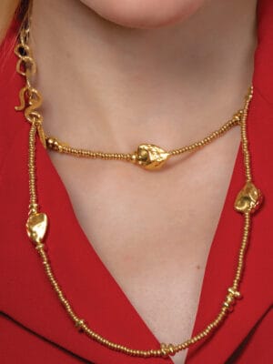 Cosmic cluster necklace with 22KT gold plated abstract pendant on brass alloy