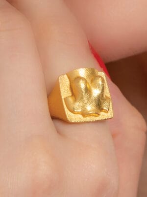 Granular Diva Signet Ring 22KT gold plated adjustable sculpted body design ring for women empowerment