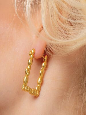 Sunlit Ripple Large Huggie Hoop Earrings for Women and Girls - 22KT Real Gold Plating on Premium Brass Alloy, Textured High-Shine Gold Hoops, Elegant Lightweight Statement Earrings for Occasion & Daily Wear