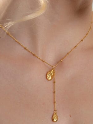 Liquid gold ore statement necklace with 22KT real gold plating on premium brass alloy