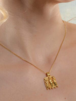 Ancient deity spiritual goddess necklace with 22KT real gold plating on premium brass alloy