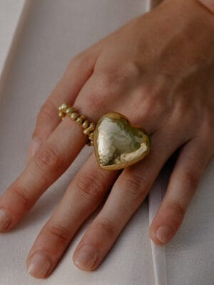 Gilded Concave Heart Ring 22KT gold plated women’s heart-shaped statement ring on premium brass alloy