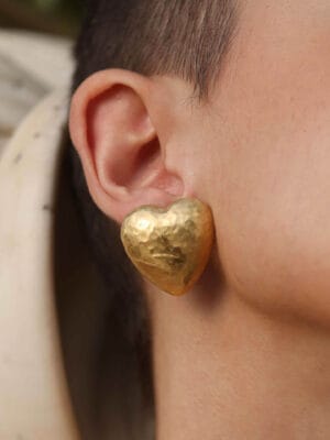 Romantic Heart Pattern Stud Earrings for Women and Girls - Gilded Concave Gold Heart Studs, 22KT Real Gold Plating on Premium Brass Alloy, Elegant Minimalist Jewelry Gift for Anniversary, Birthdays, and Daily Wear