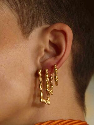 Sunlit Ripple Huggies Medium for Women and Girls | Hoops and Huggies Earrings | 22KT Real Gold Plating on Premium Brass Alloy | Lightweight Everyday Gold Earrings