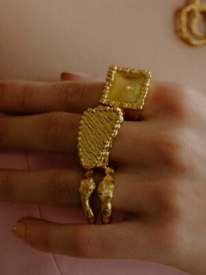 Rugged Plateau Ring 22KT gold plated unisex ring on premium brass alloy