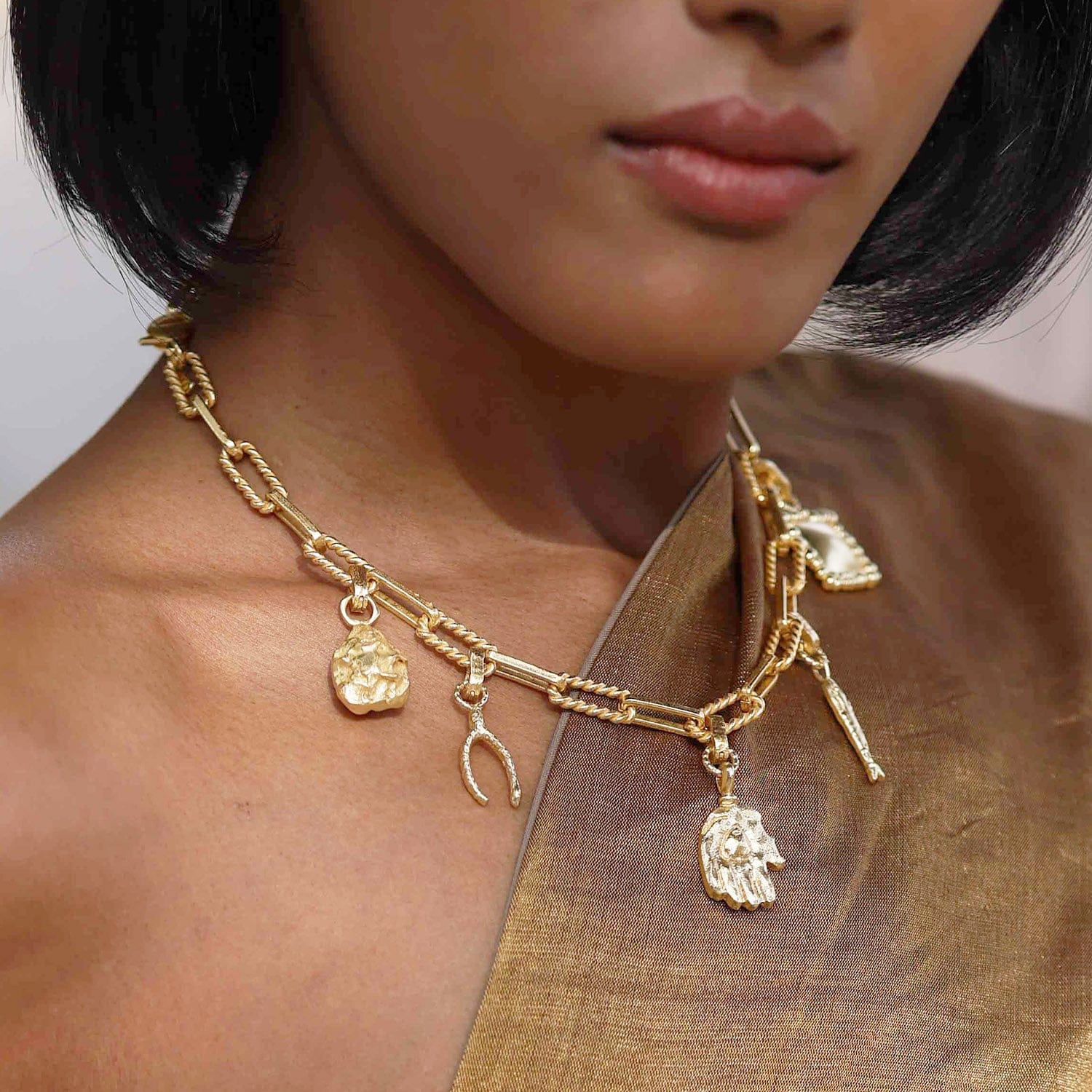 Wishbone Luck Charm Necklace - 22KT Real Gold Plated Good Luck Pendant | Premium Brass Alloy Minimalist Jewelry for Women & Girls - Image 3