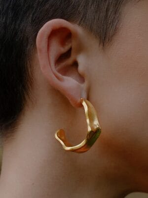 Gilded Crimped Hoops for Women & Girls - 22KT Real Gold Plating on Premium Brass Alloy, Trendy Gold Hoop Earrings, Fashion Jewelry Gift for Her