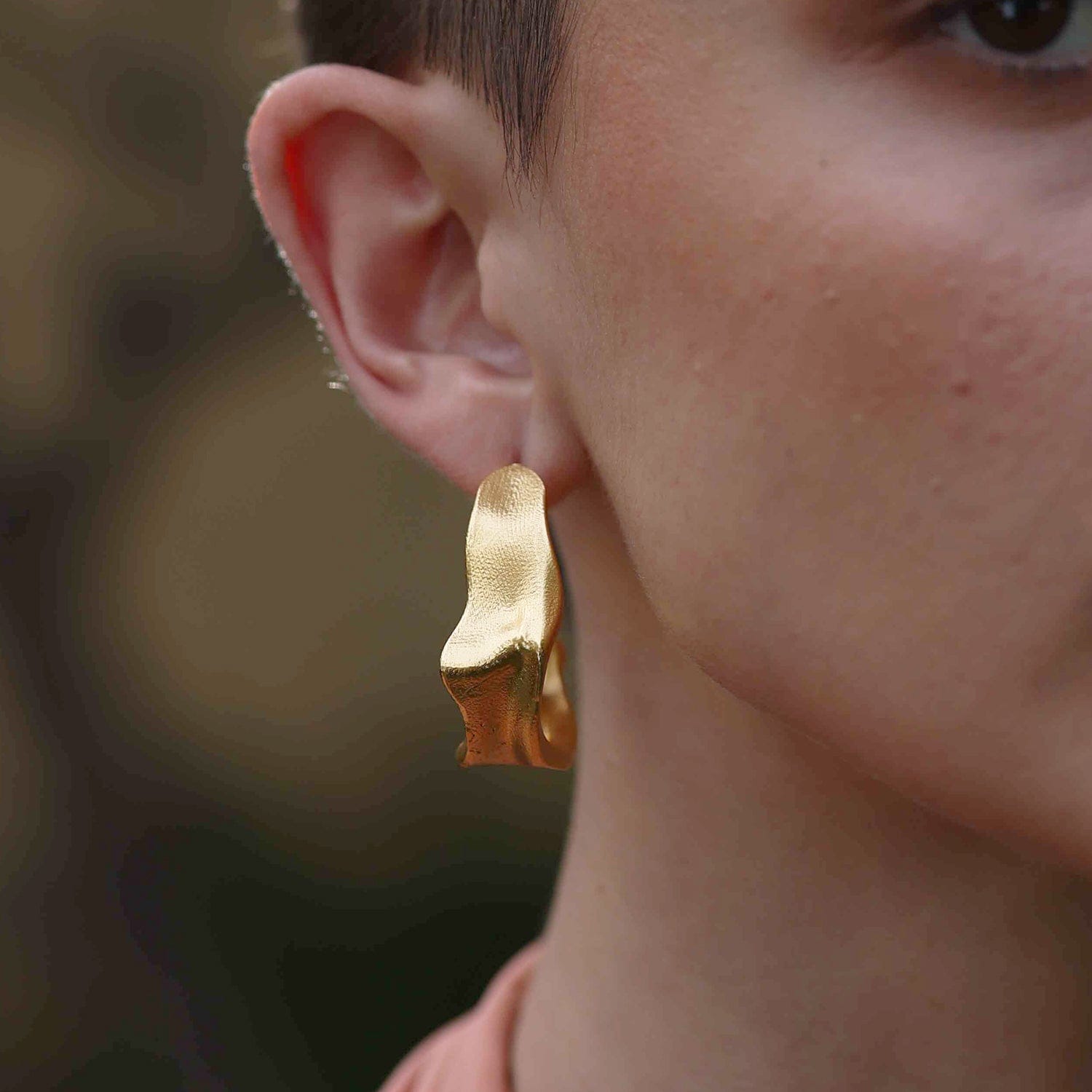 Gilded Crimped Hoops for Women & Girls - 22KT Real Gold Plating on Premium Brass Alloy, Trendy Gold Hoop Earrings, Fashion Jewelry Gift for Her - Image 4