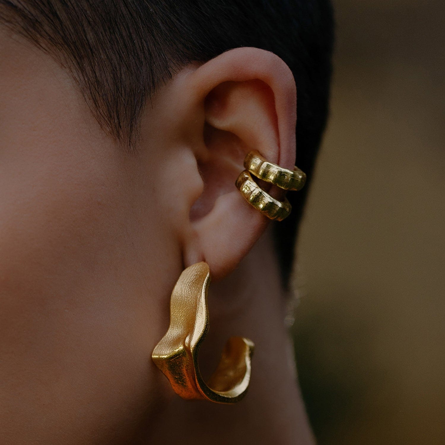 Gilded Crimped Hoops for Women & Girls - 22KT Real Gold Plating on Premium Brass Alloy, Trendy Gold Hoop Earrings, Fashion Jewelry Gift for Her - Image 2