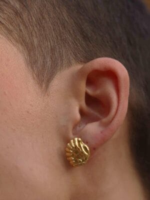 Shoreline Shell Gold Stud Earrings for Women and Girls - 22KT Real Gold Plating on Premium Brass Alloy, Coastal Inspired Sea Shell Studs, Elegant Nature Jewelry Gift for Summer, Beach Weddings, and Daily Wear