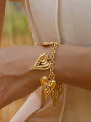 Heart's Rhapsody Bracelet for Women & Girls - 22KT Gold Plated Premium Brass Jewelry, Elegant Heart Design, Gift for Her, Statement Daily Wear Bracelet