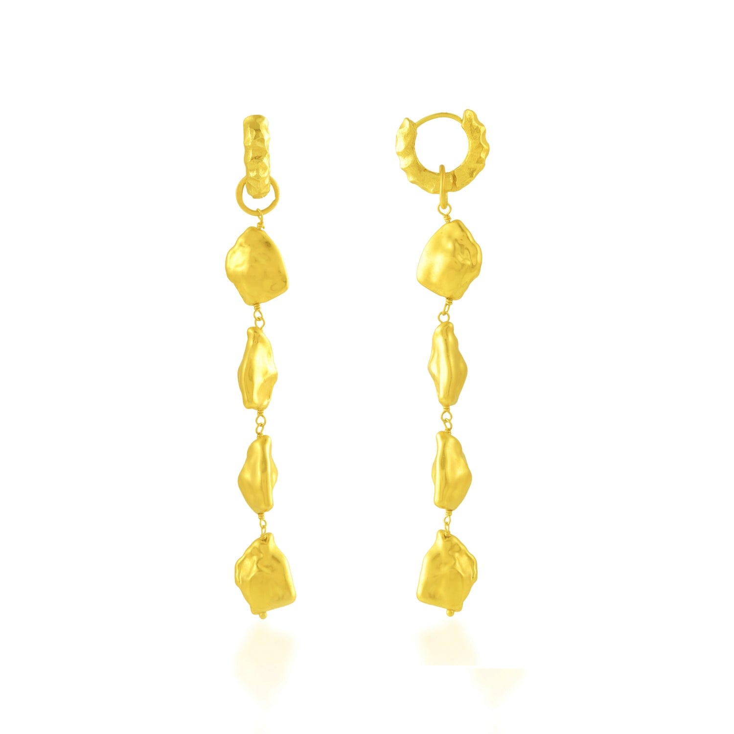 Asymmetrical Nugget Dangler Earrings for Women and Girls | 22KT Real Gold Plated on 925 Sterling Silver | Lightweight Modern Drop Earrings for Daily & Party Wear - Image 2