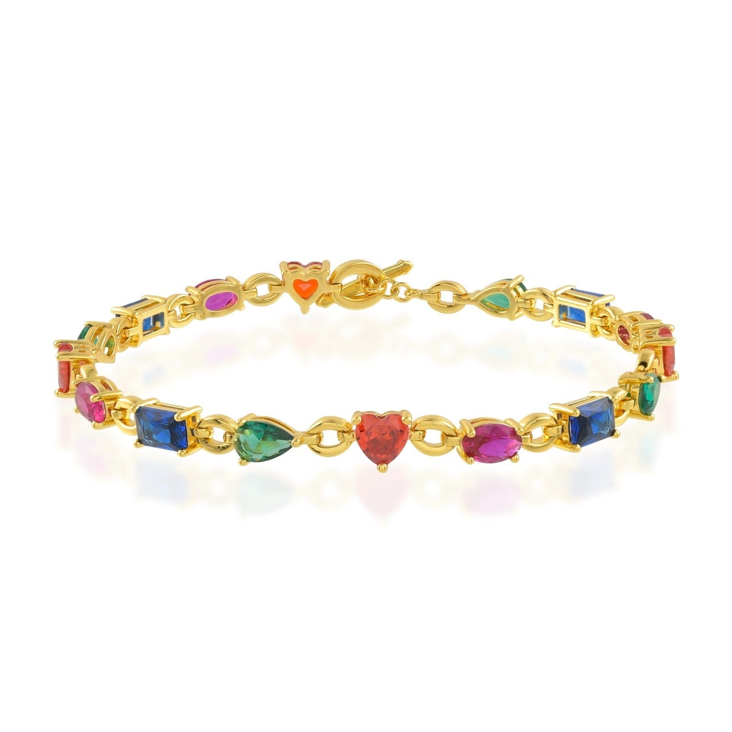 Multihued Crescendo Bracelet for Women & Girls - Rainbow Bracelet, 22KT Real Gold Plating on Premium Brass Alloy, Trendy Adjustable Design