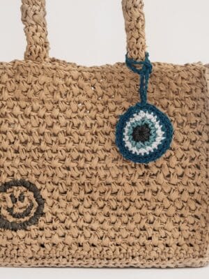 Raffia Keychain - Evil Eye