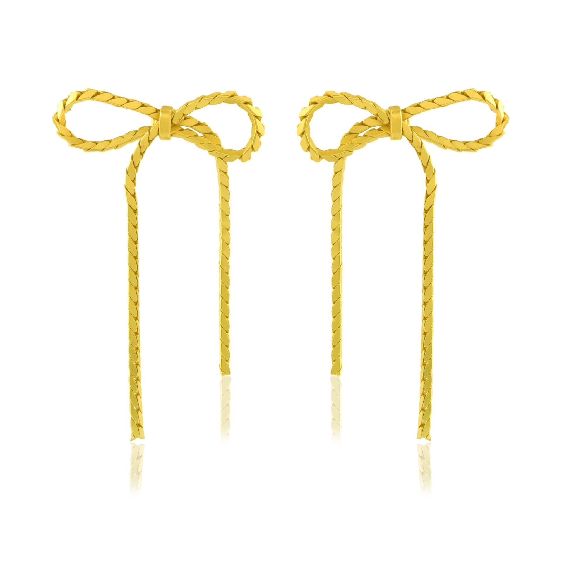 Braided Bow Earrings for Women & Girls - 14K Gold Plated Premium Brass Alloy Jewelry, Elegant Ribbon Bow Design, Trendy Daily Wear Earrings, Gift for Her - Image 3