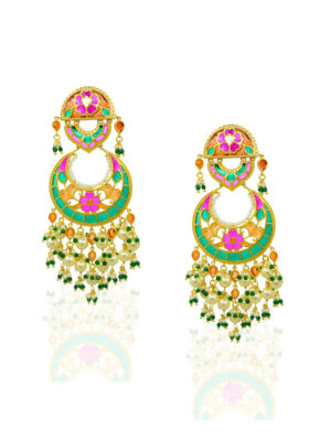 Feroza Phulkari Chandbali Earrings