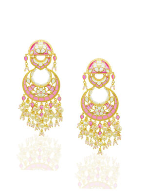 Feroza Gulaabi Chandbali Earrings