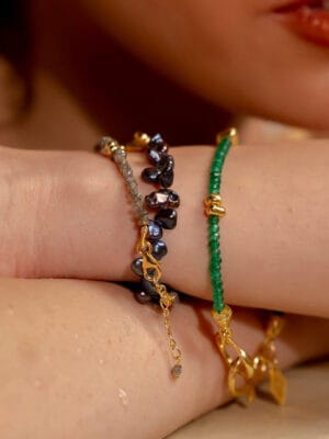 Green Onyx Bracelet for Women - 22KT Real Gold Plating on 925 Sterling Silver, Elegant & Timeless Jewelry Piece