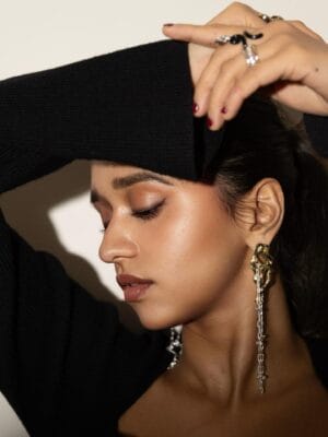 Molten Lava Satellite Two Tone Earrings for Women & Girls - Real Silver Plating on Premium Brass Alloy, Trendy Statement Earrings, Fashion Jewelry Gift