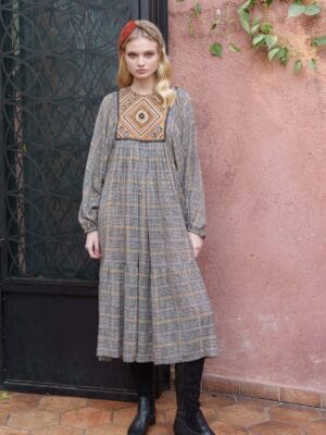 Black and white checks midi