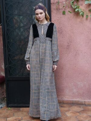 Black and white checks with embroidered yoke