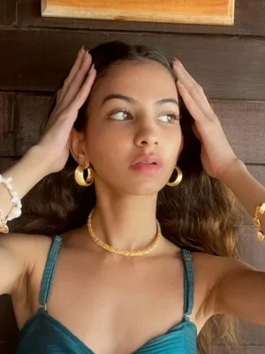 Weathered stone collar necklace with 22KT real gold plating on premium brass alloy