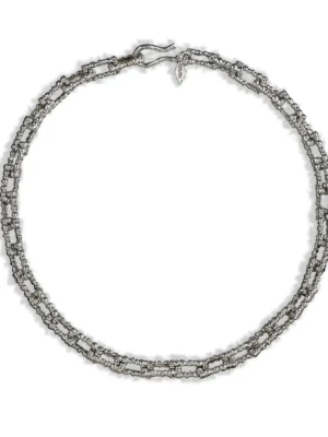 Riverbend Link Necklace, Contemporary Oxidised Chain Necklace, Handmade 22KT Gold Plated Brass Alloy Jewelry for Women and Men