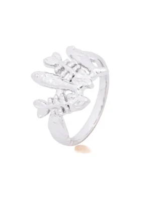 Beachcomber’s Bounty Ring silver fish skeleton ring with real silver plating on premium brass alloy