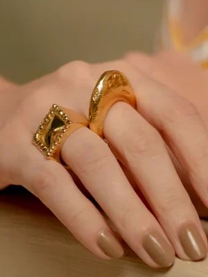 Echoing Dome Ring dome shaped finger ring with 22KT real gold plating on premium brass alloy for women