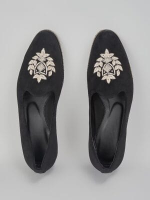 Black Embroidered Loafers