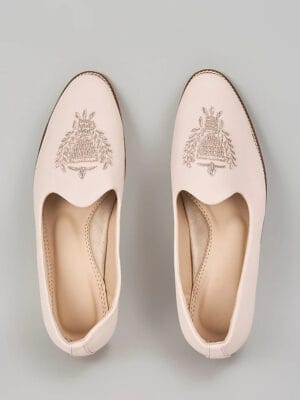 Blush Pink Embroidered Loafers