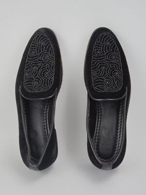 Black Embroidered Loafers