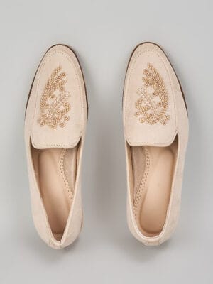 Nude Embroidered Loafers