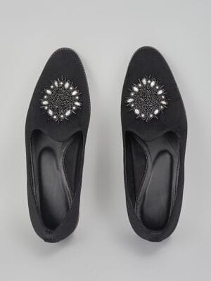 Black Embroidered Loafers