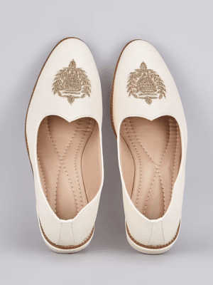 Ivory Crown Leather Loafers