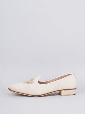 Ivory Crown Suede Loafers