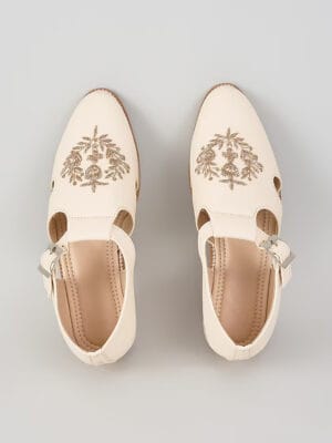 Ivory Crown Buckle Sandals