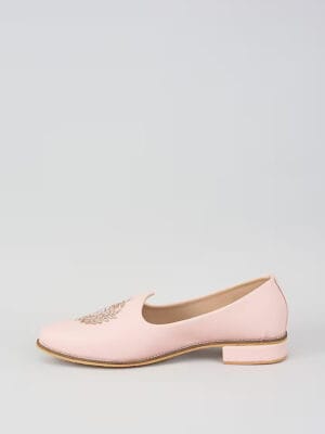 Blush Crown Leather Loafers
